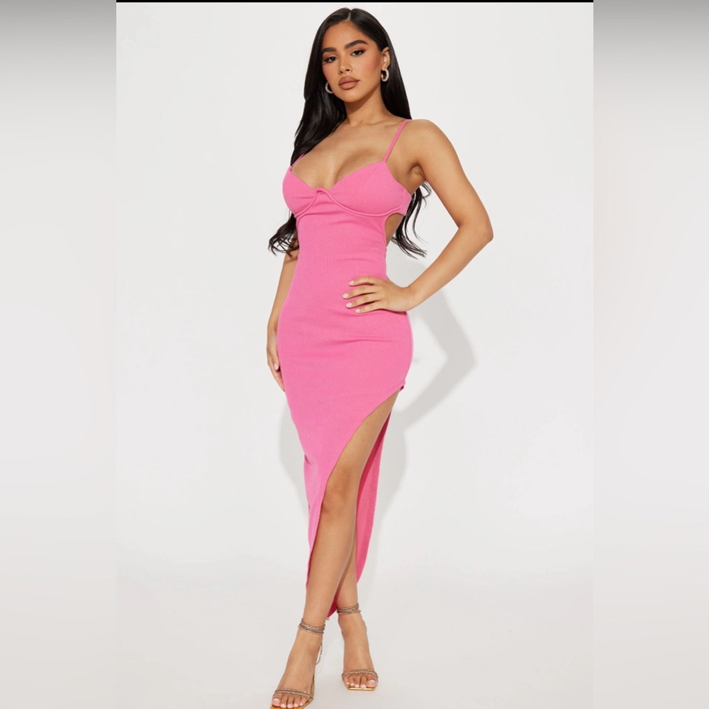 Fashion Nova maxi dress. Size L. Color Pink. Brand new with tags.